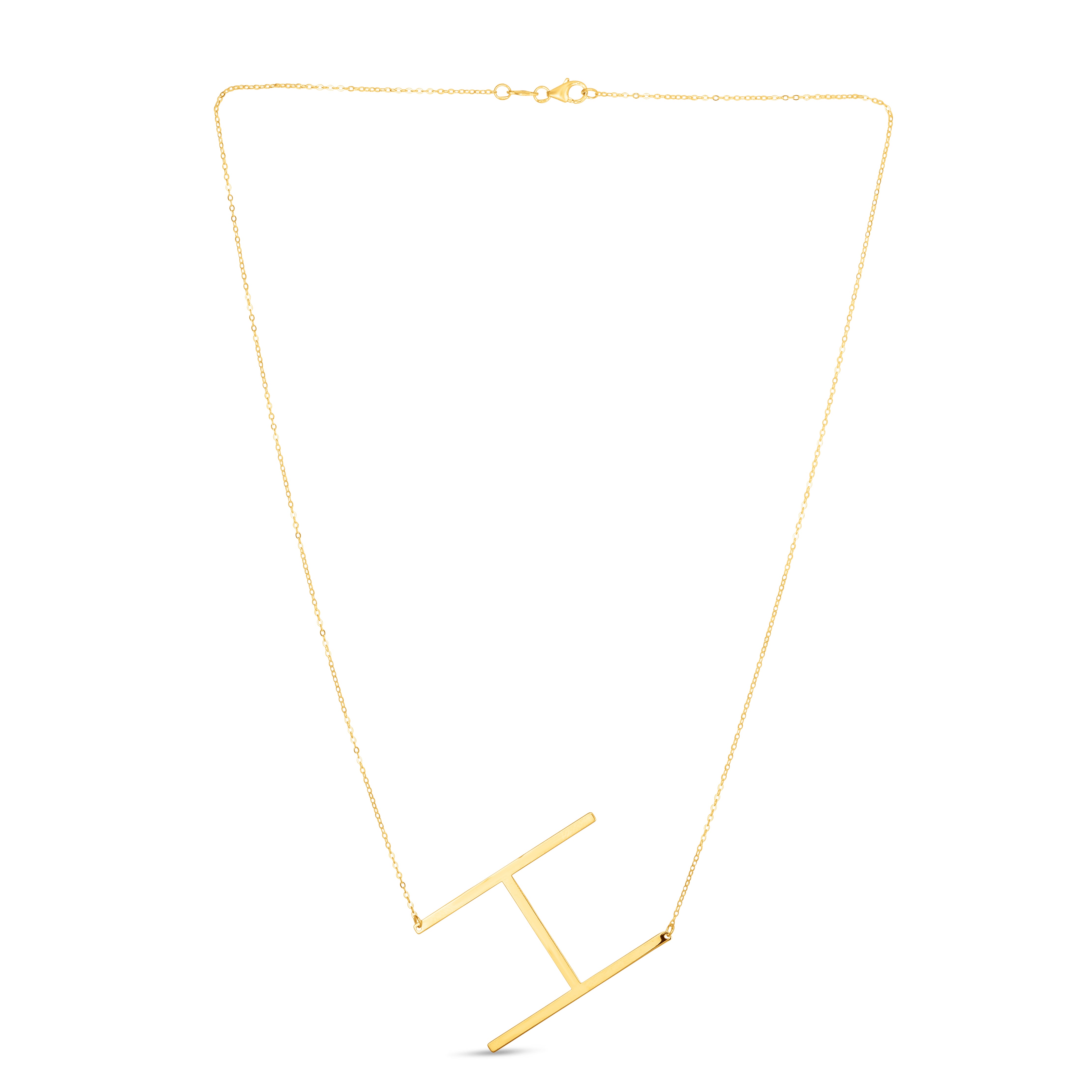 14K Gold Large Initial H Necklace