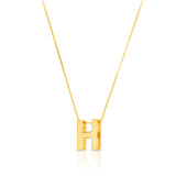 14K Gold Block Letter Initial H Necklace