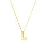 14K Gold Block Letter Initial L Necklace