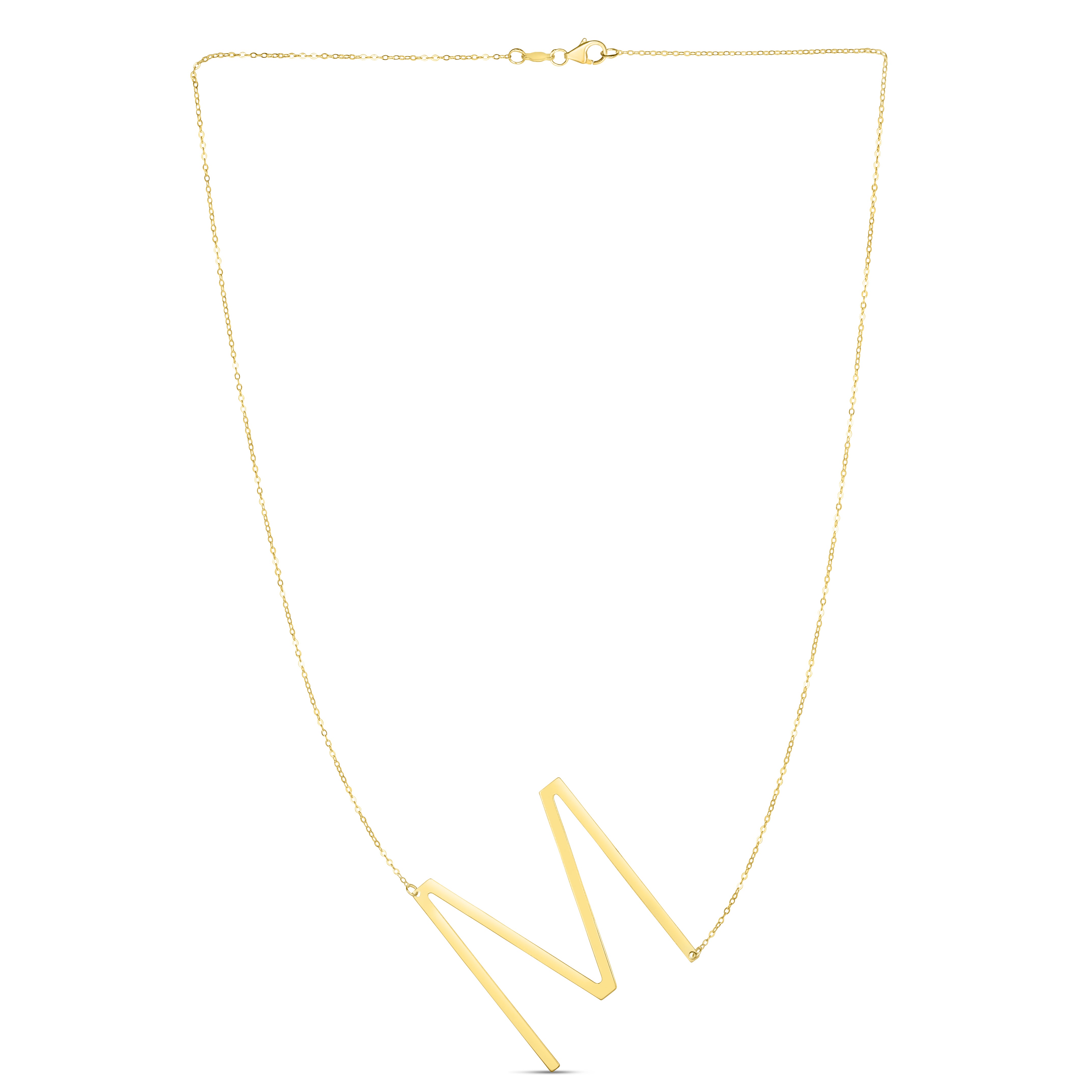 14K Gold Large Initial M Necklace