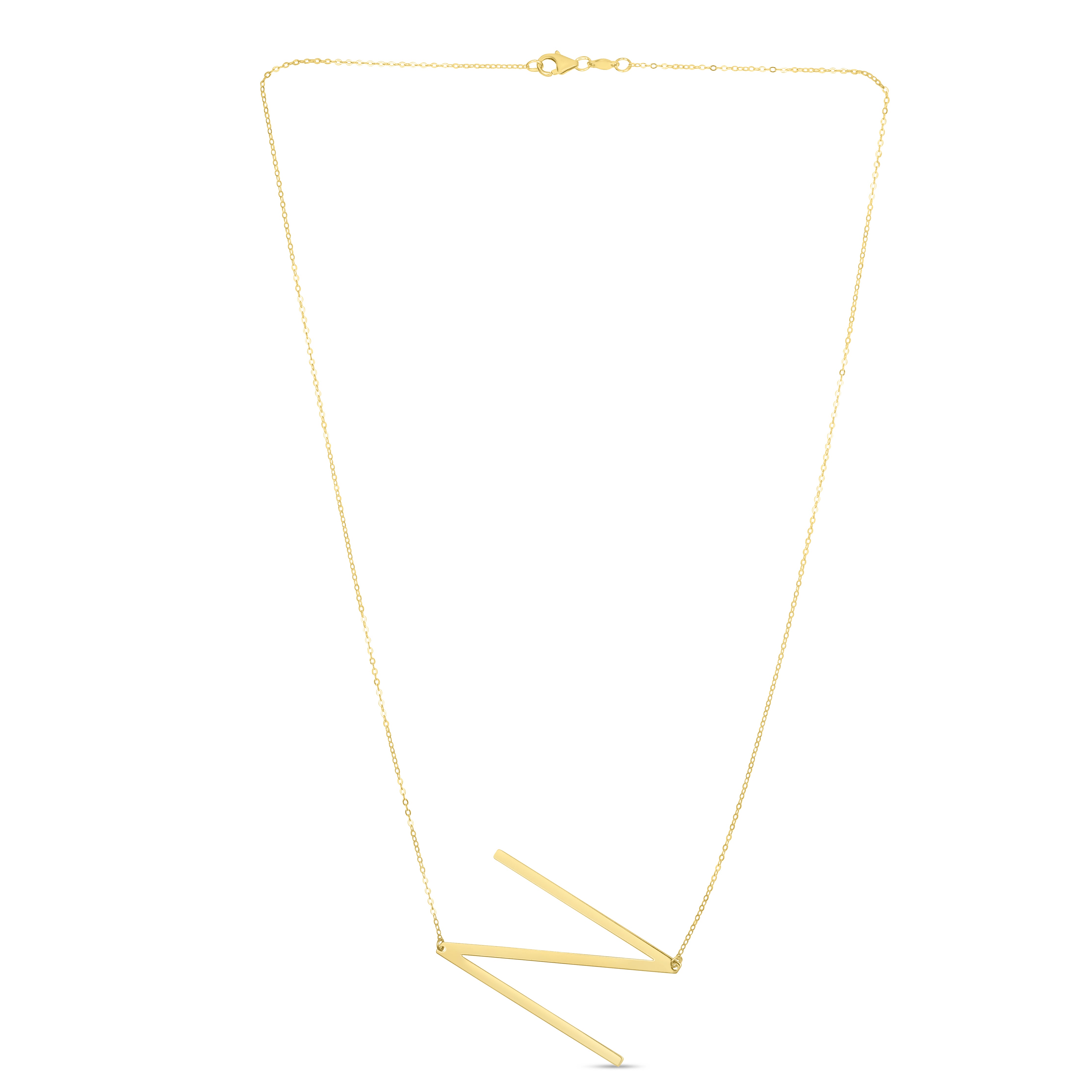 14K Gold Large Initial N Necklace
