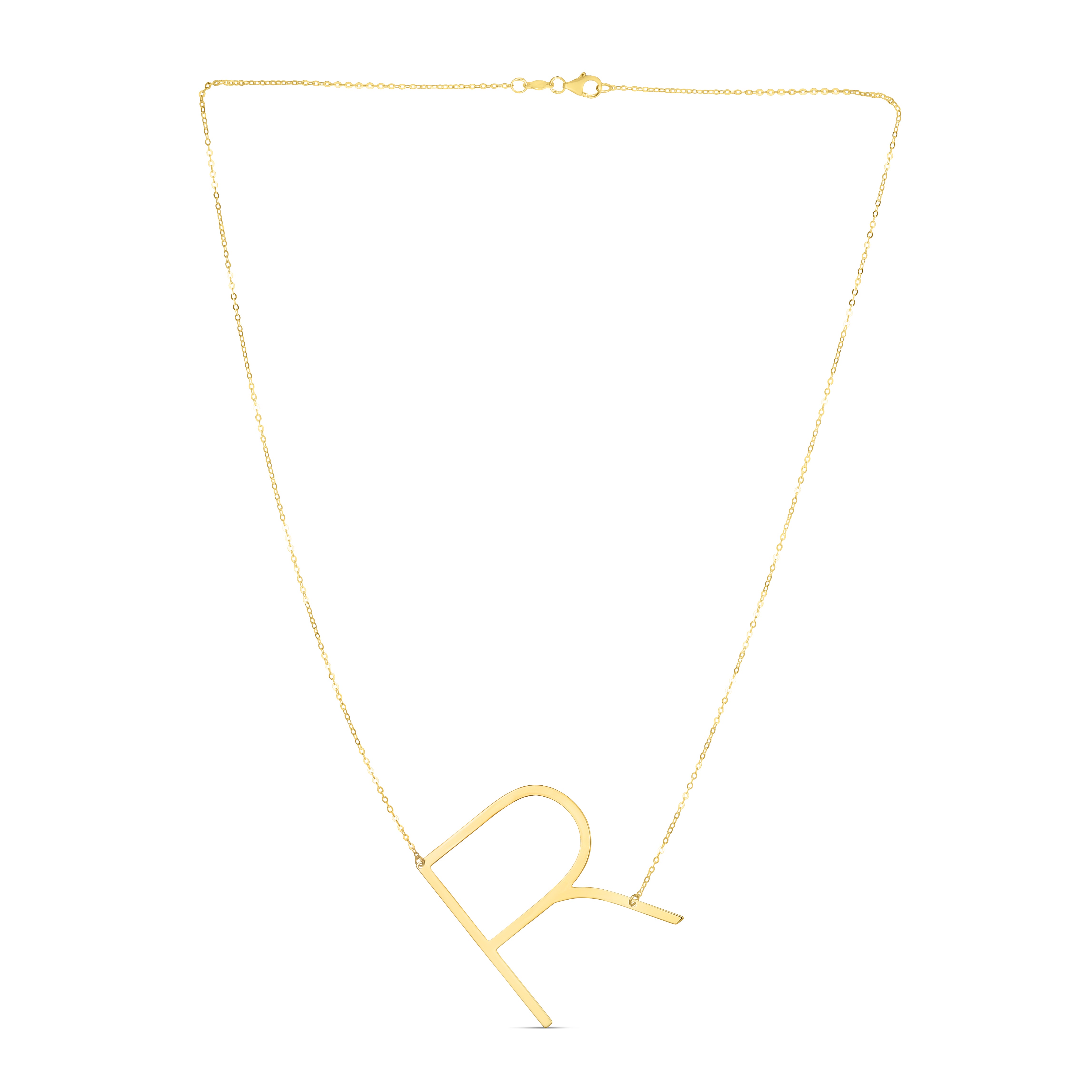 14K Gold Large Initial R Necklace