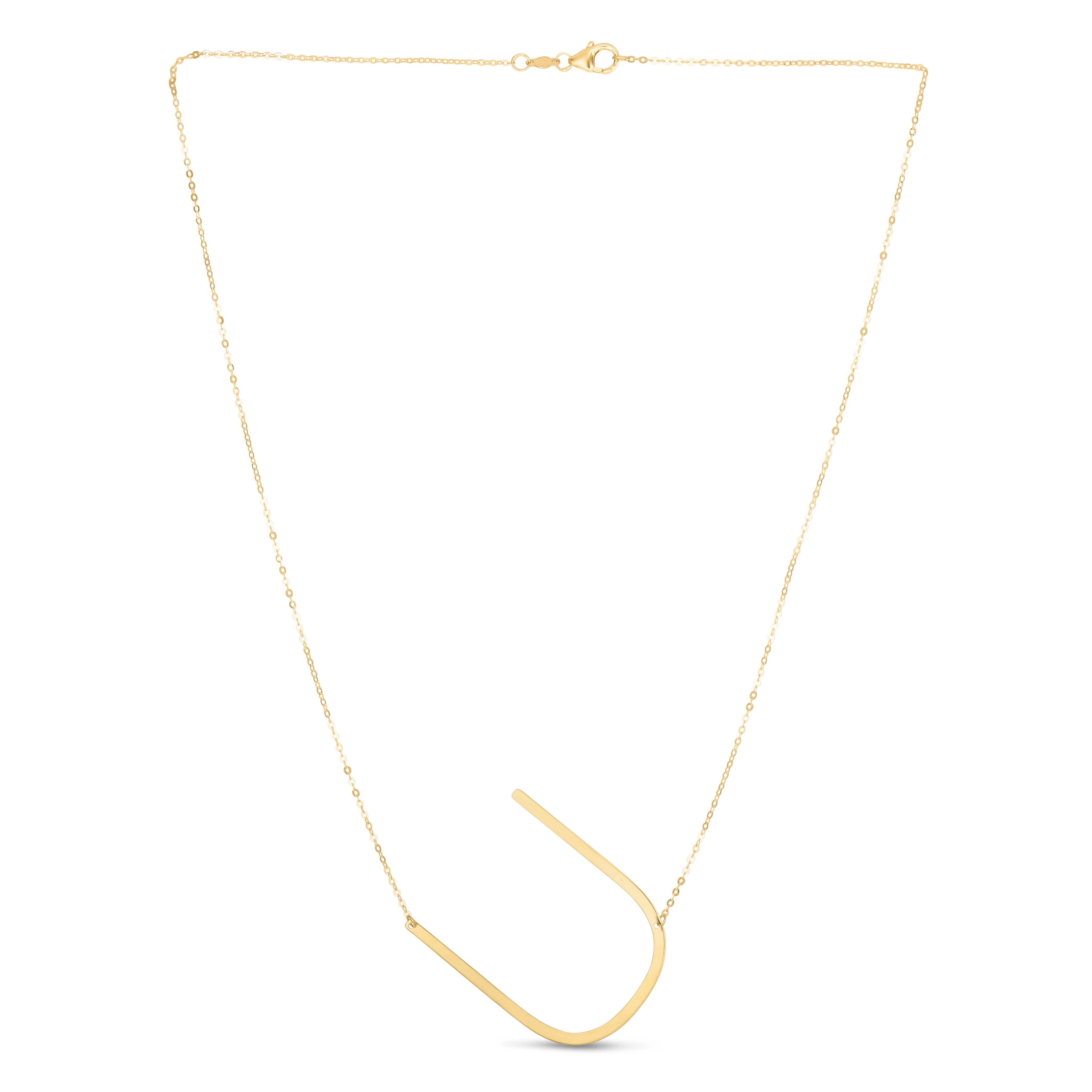 14K Gold Large Initial U Necklace
