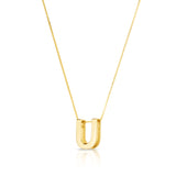 14K Gold Block Letter Initial U Necklace