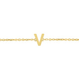 14K Mini Initial V Bracelet