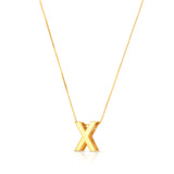 14K Gold Block Letter Initial X Necklace