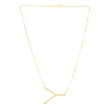 14K Gold Large Initial Y Necklace