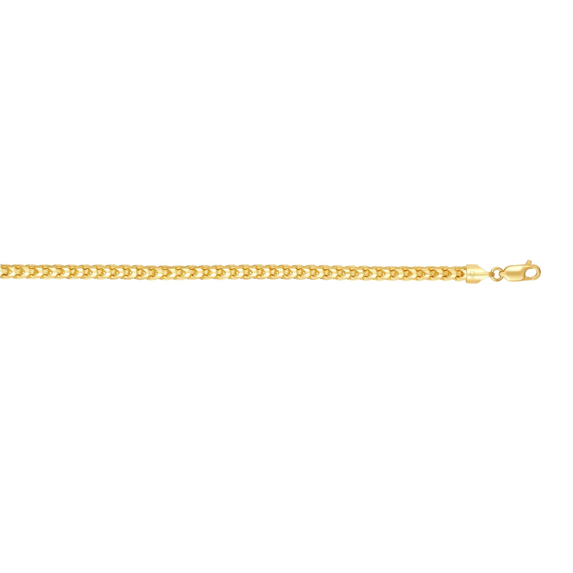 14K Gold 8.5"" 5mm Diamond Cut Round Franco Chain