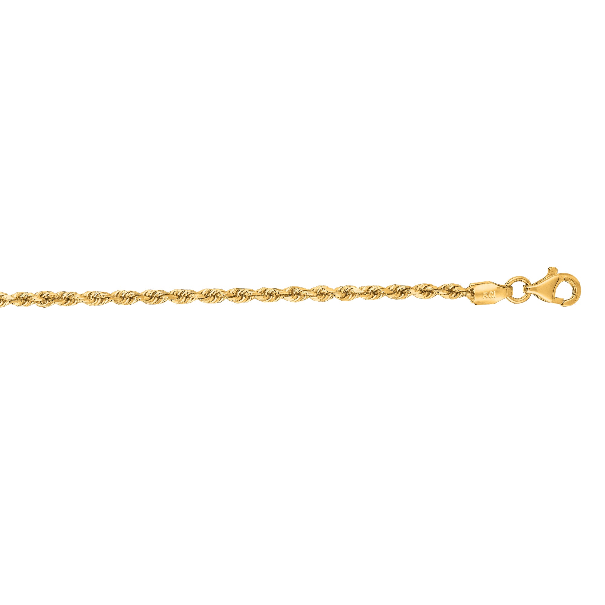 14K Gold 16"" 2mm Diamond Cut Royal Rope Chain