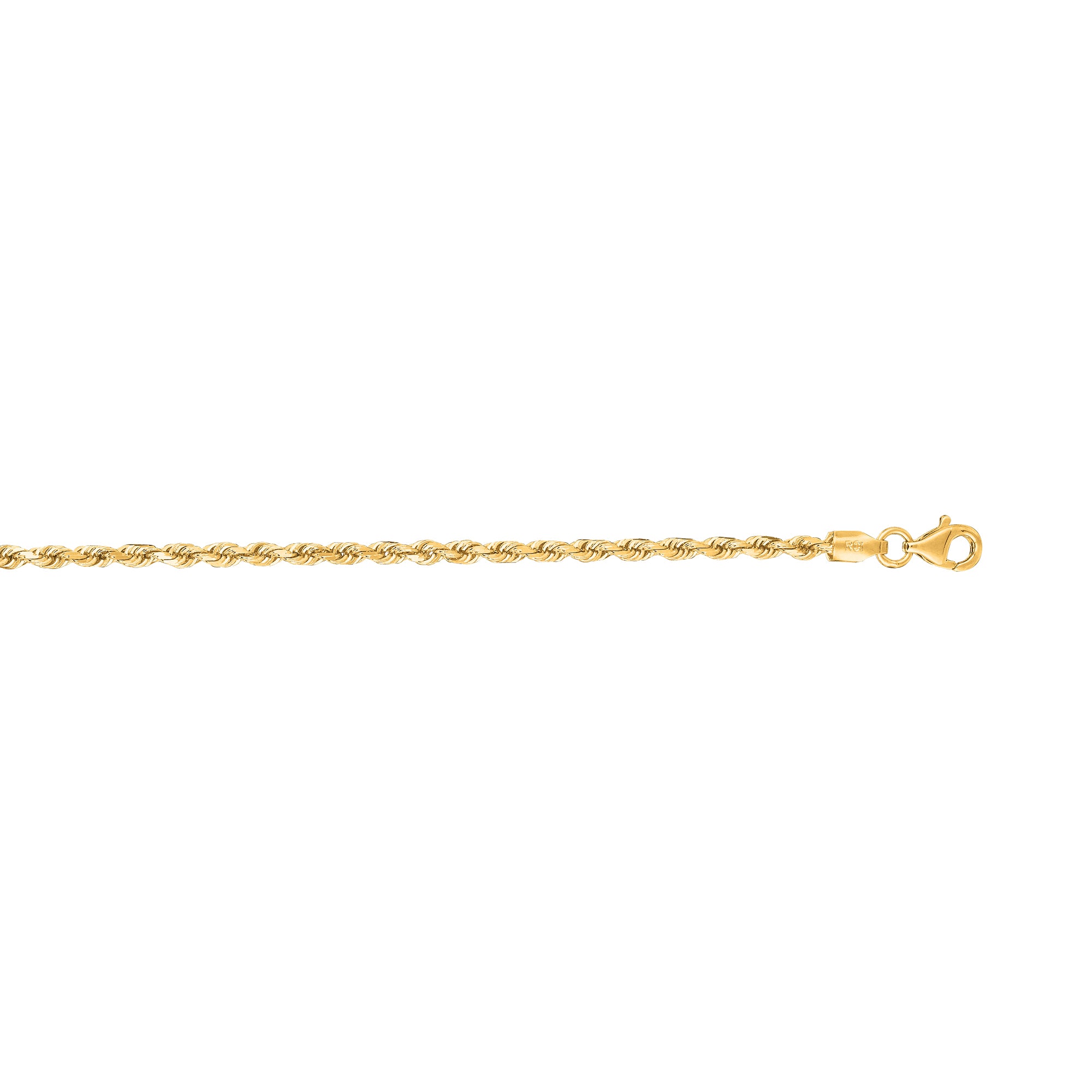 14K Gold 24"" 2.5mm Diamond Cut Royal Rope Chain