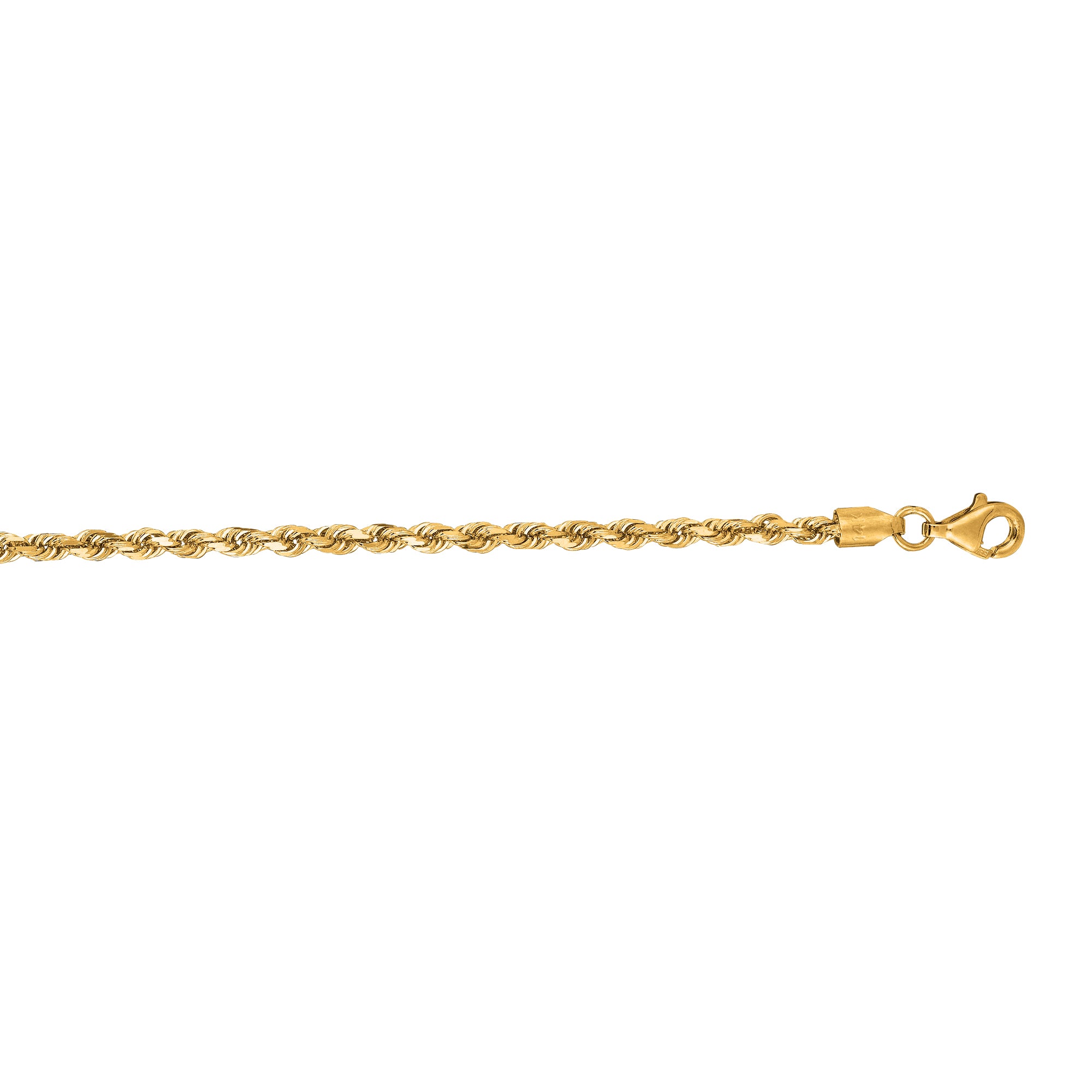 14K Gold 18"" 2.75mm Diamond Cut Royal Rope Chain