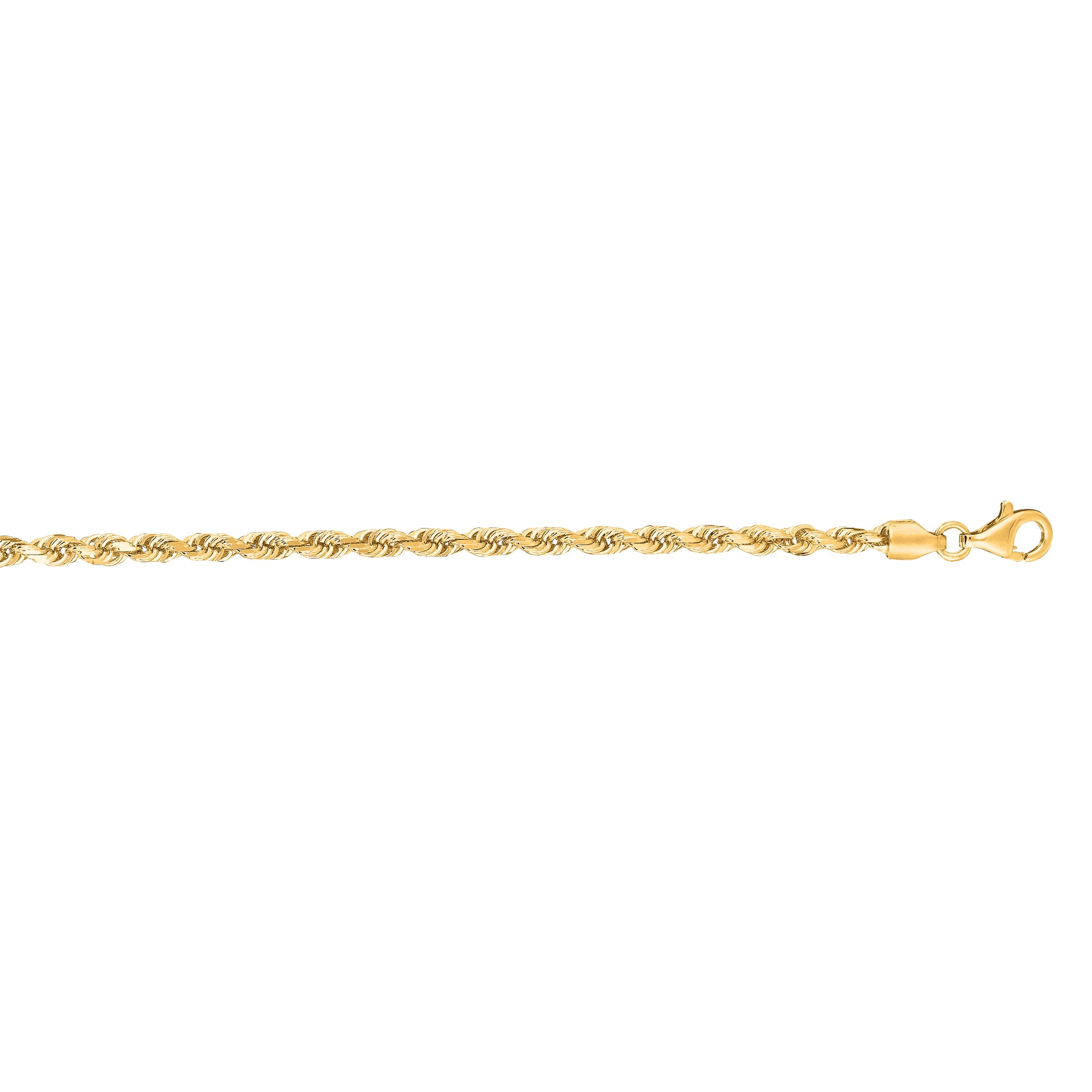 14K Gold 24"" 3mm Diamond Cut Royal Rope Chain
