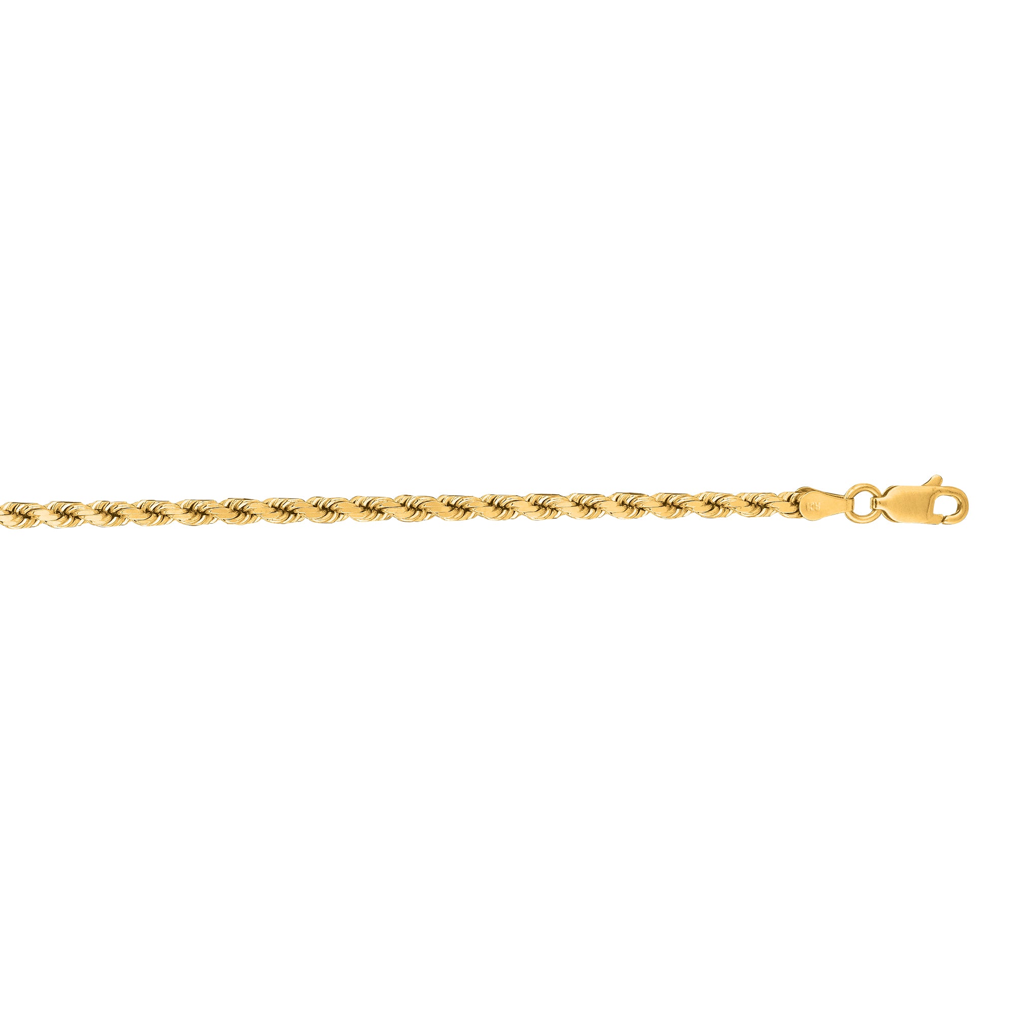 14K Gold 22"" 3.5mm Diamond Cut Royal Rope Chain