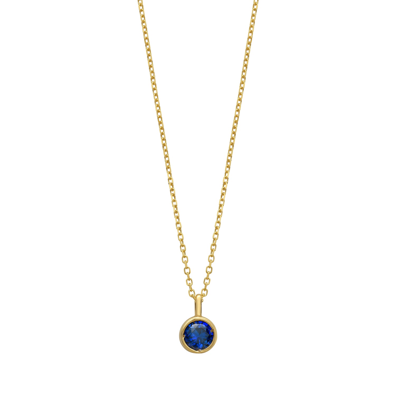 14K Created Blue Sapphire Birthstone Pendant