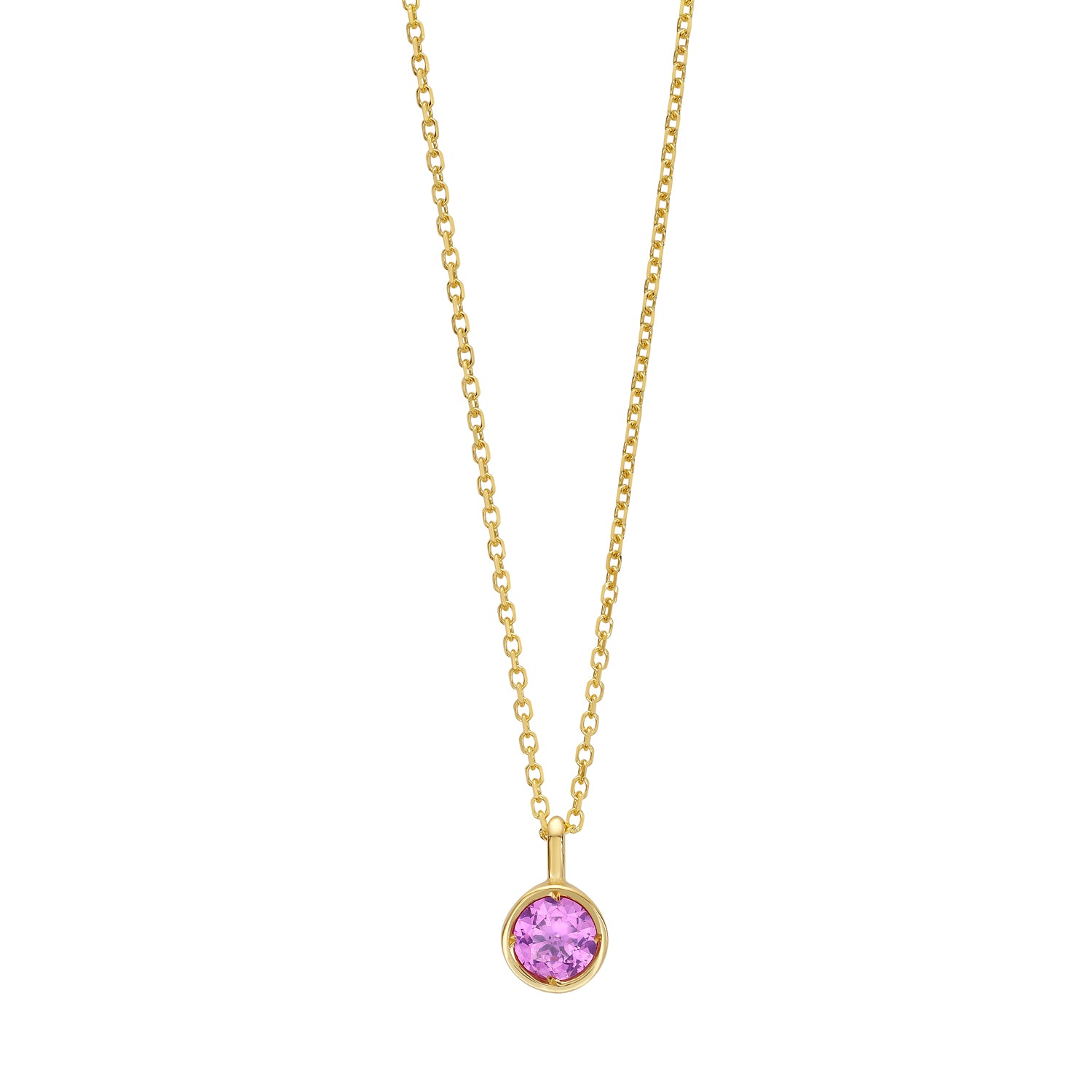14K Created Pink Sapphire Birthstone Pendant