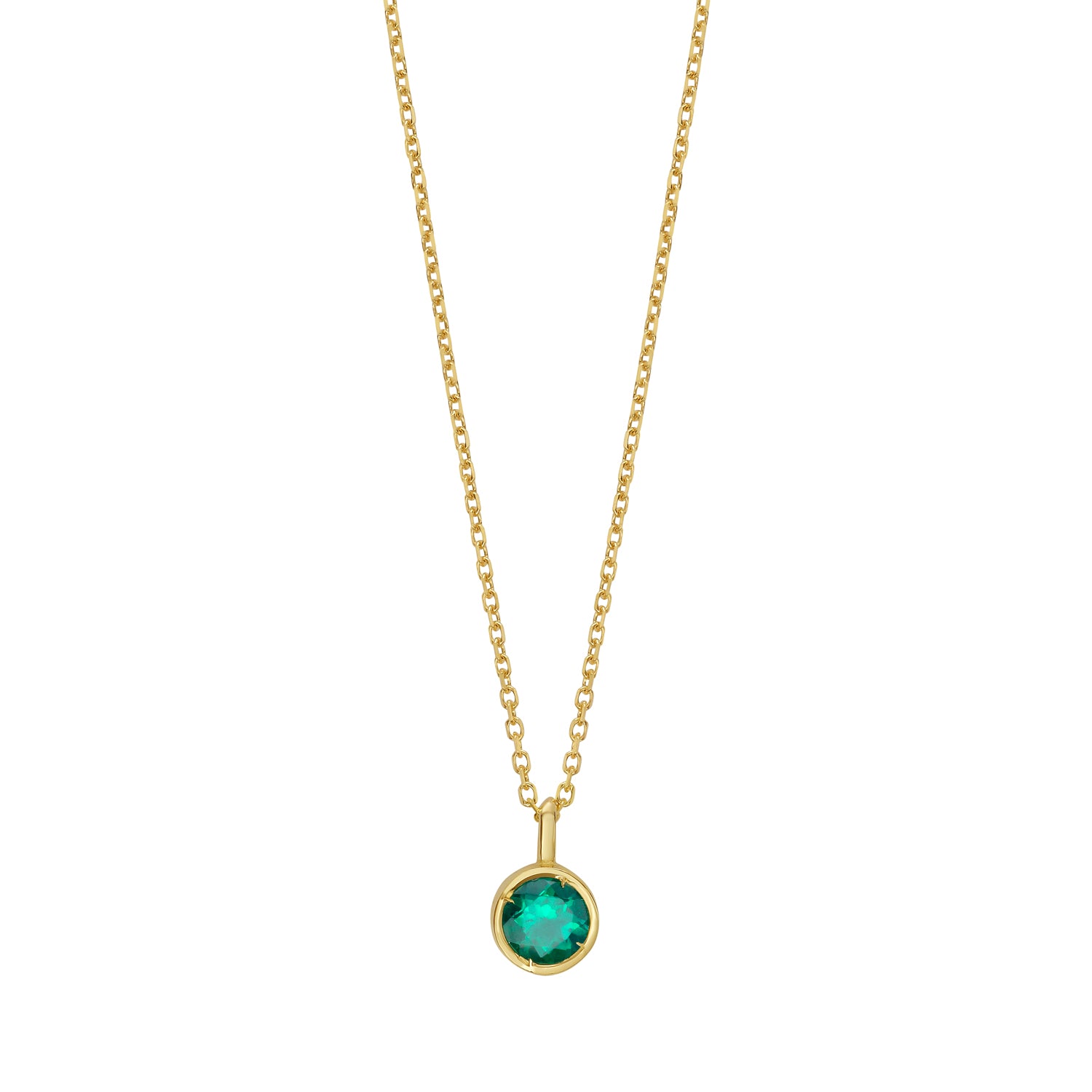 14K Created Emerald Birthstone Pendant