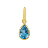 14K Pear Blue Topaz Charm
