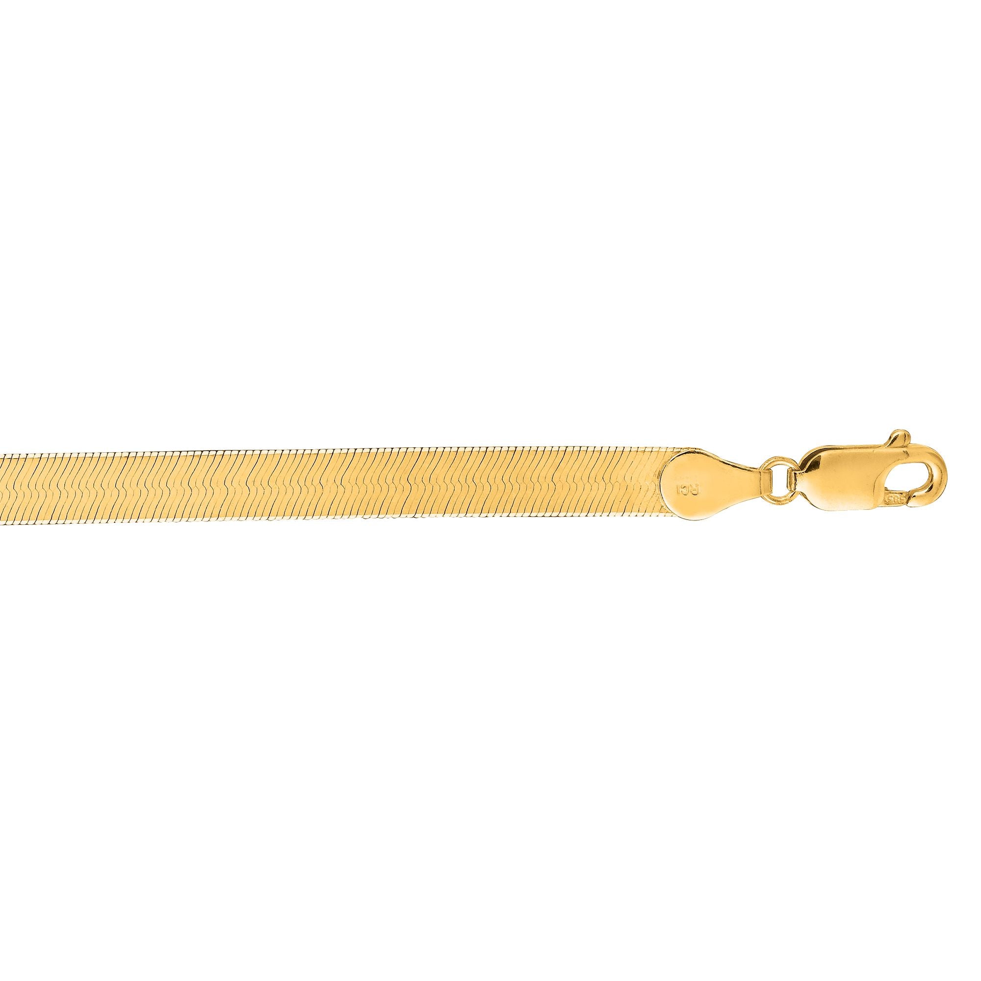 14K Gold 8"" 6mm Imperial Herringbone Chain