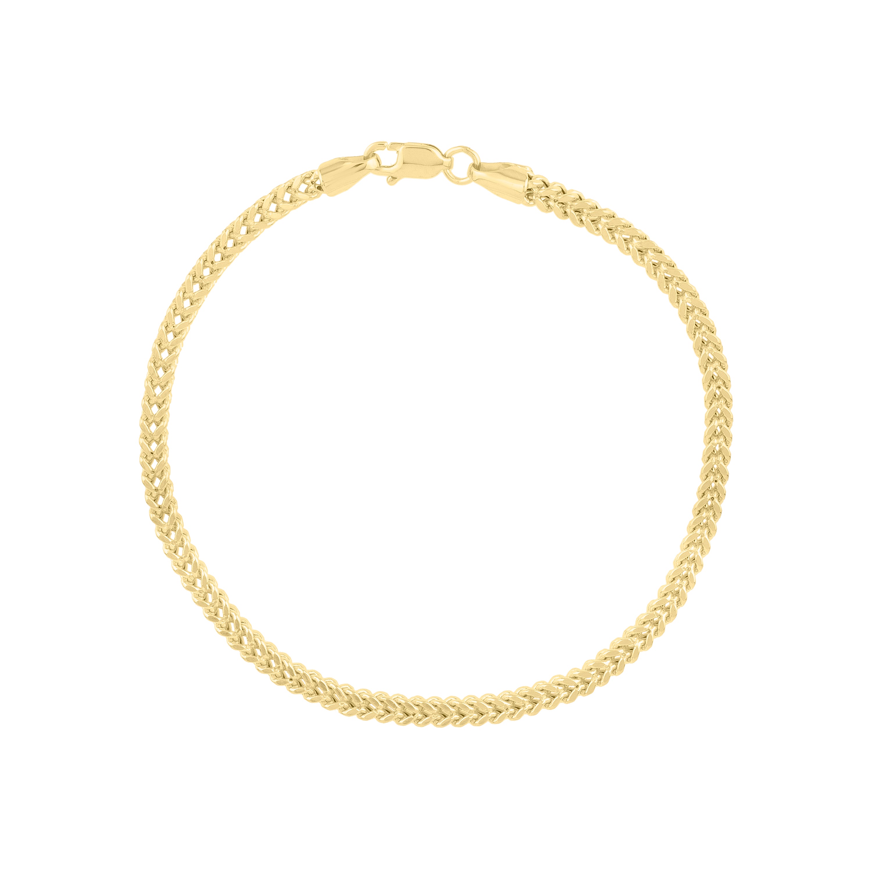 14K Gold 20"" 3mm Semi-Solid Square Franco Chain