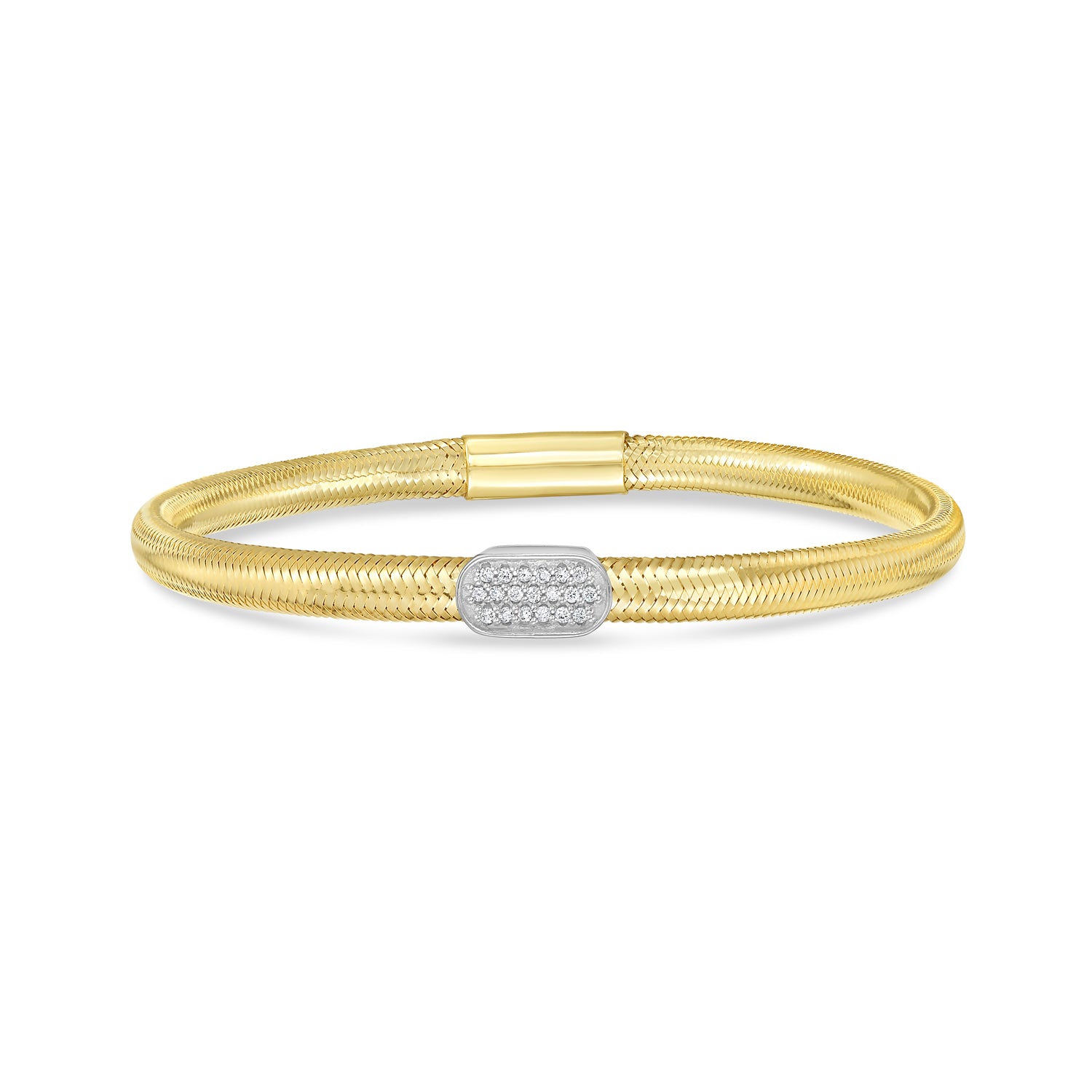 14K Diamond Oval Stretch Mesh Bracelet