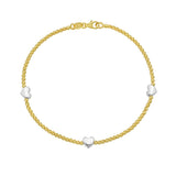 14K Heart Station Bead Bracelet