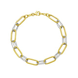 14K Two-tone Diamante Paperclip Chain