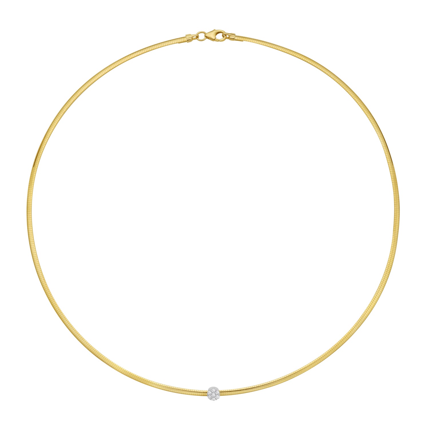 14K TT Diamond Omega Round Necklace