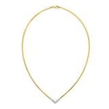14K TT Diamond Omega Chevron Necklace