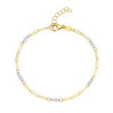 14K Two Tone Oval & Paperclip Link Bracelet