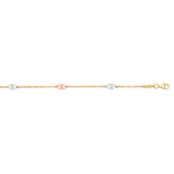 14K Tri-color Gold Diamond Cut Anklet