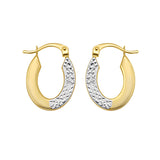 14K Two Tone Pave Hoop Earrings