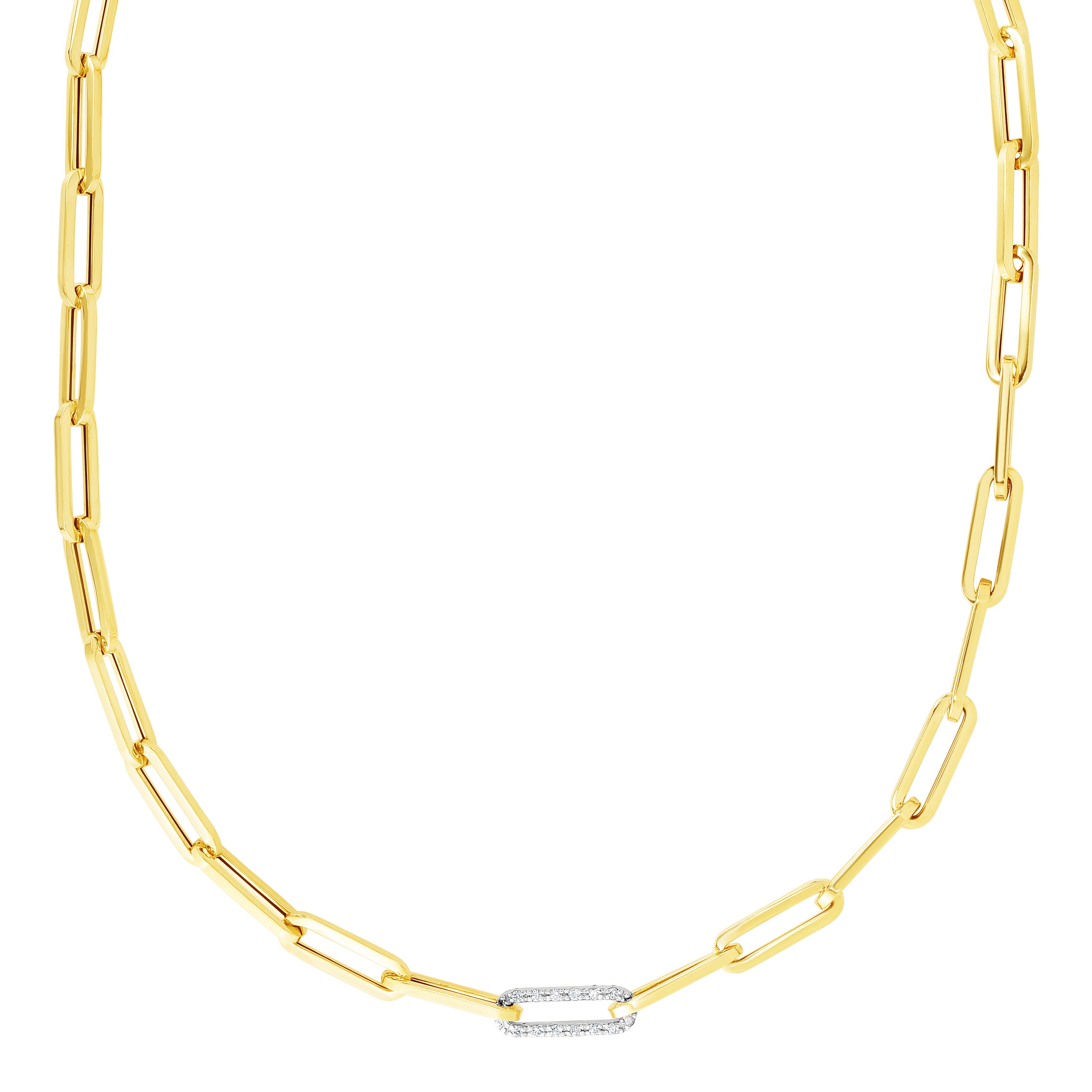 14K  .32ct Diamond Paperclip Necklace