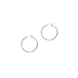 14K White Gold 3mm Diamond Cut & Polished Design Hoop Earring