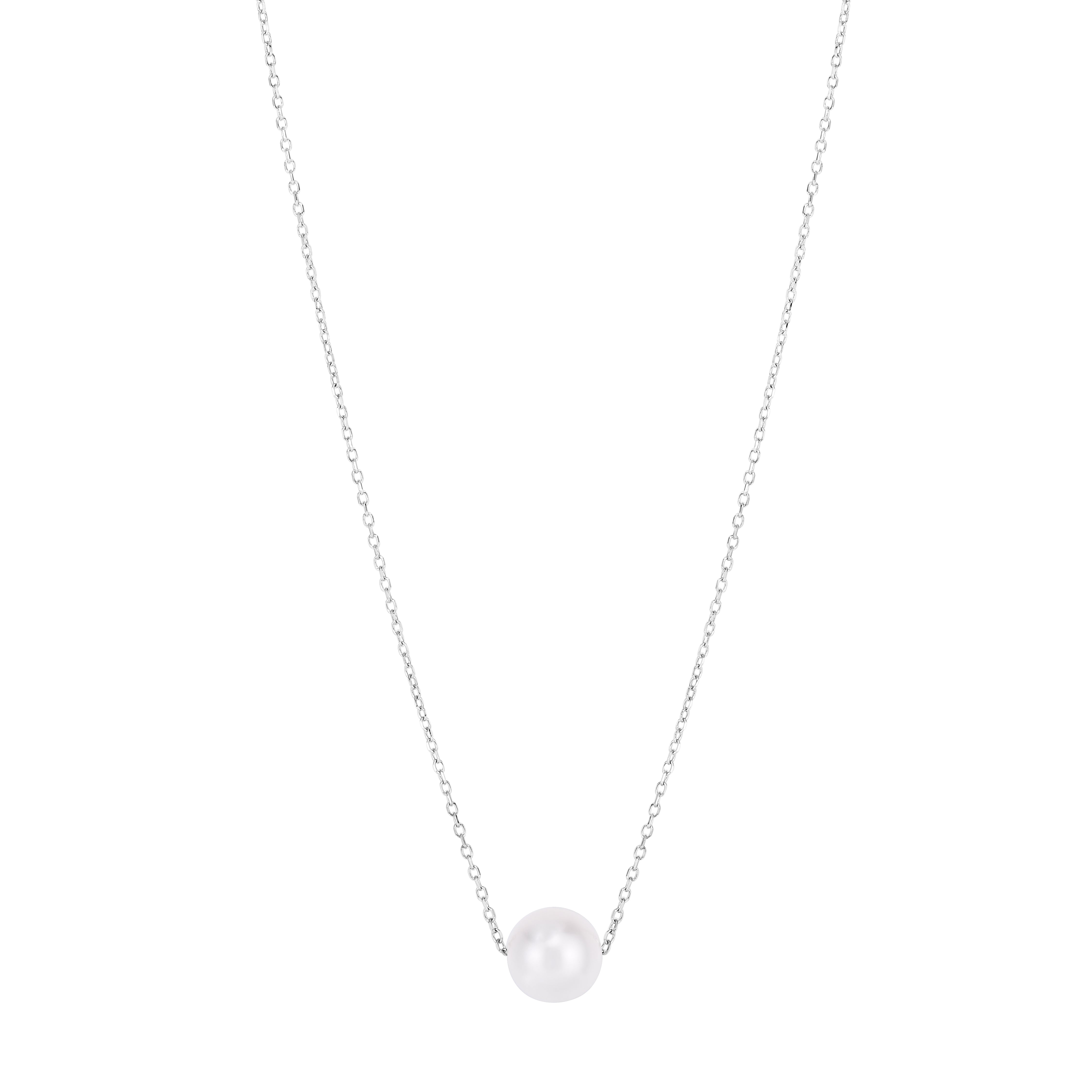 14K Pearl Necklace Solitaire