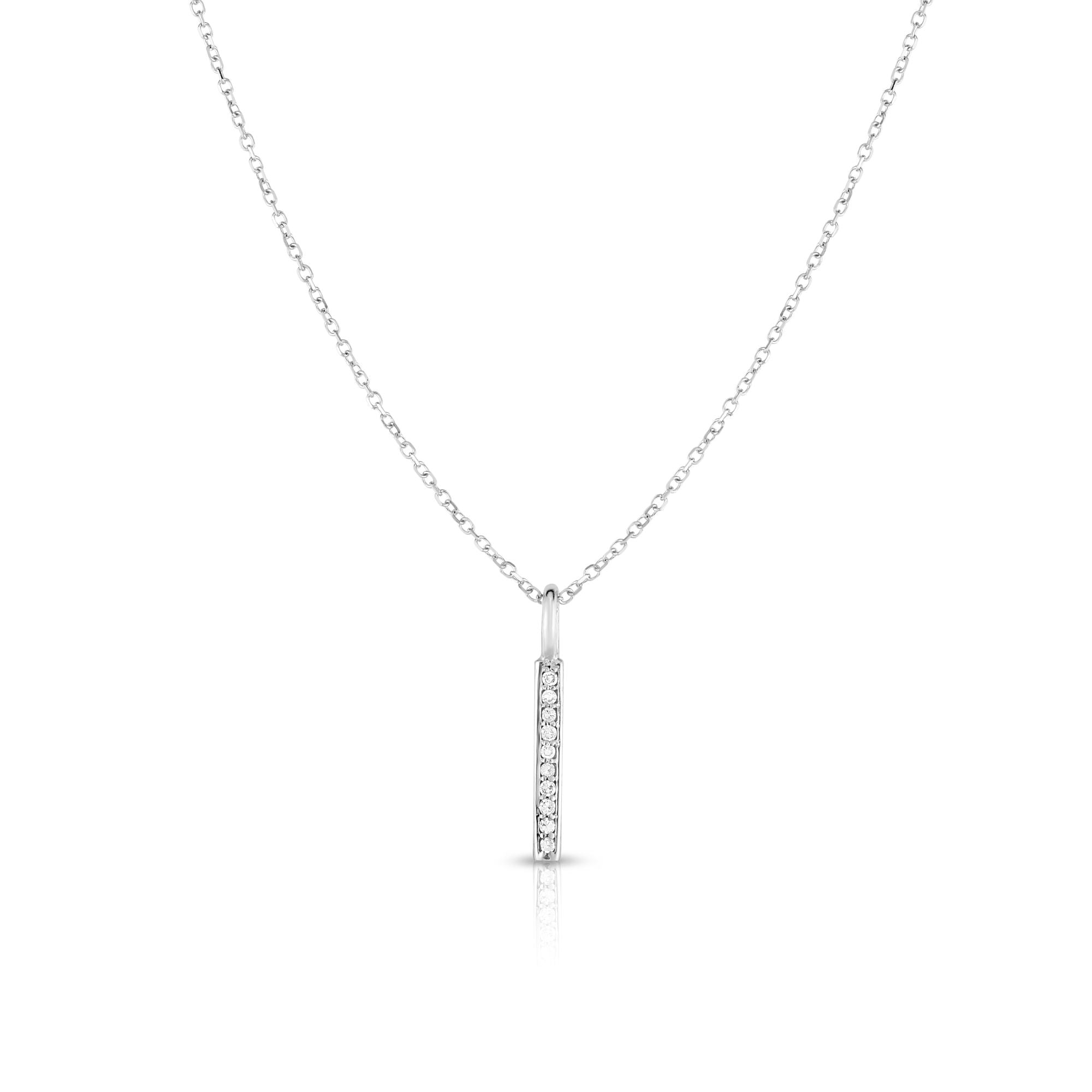 14K Gold .06ct Diamond Bar Necklace
