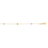 14K Two-tone Gold Diamond Cut Heart Anklet