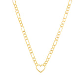 10K Heart Figaro Chain Necklace
