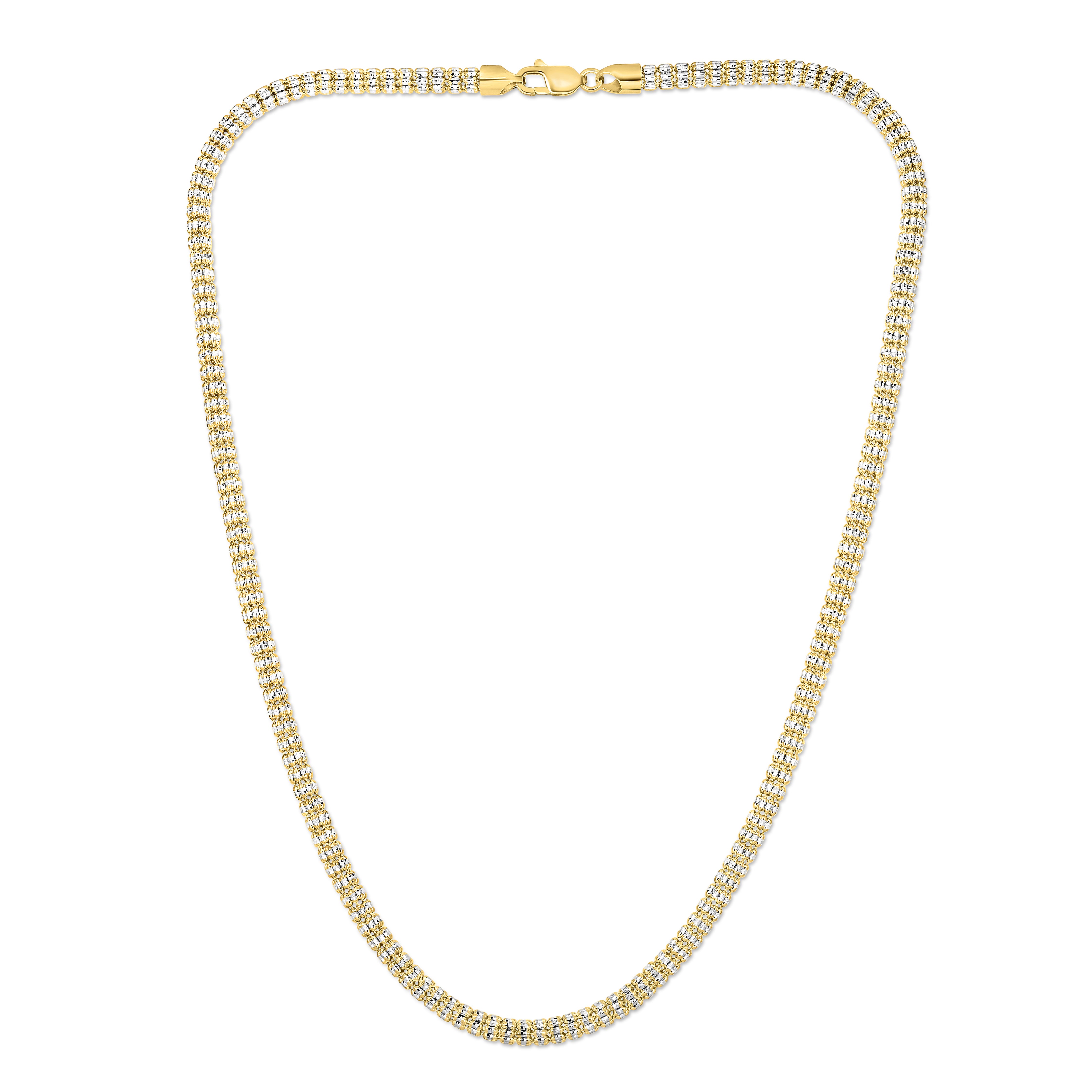 10K 4.25mm Two-Tone Fancy Ice Chain